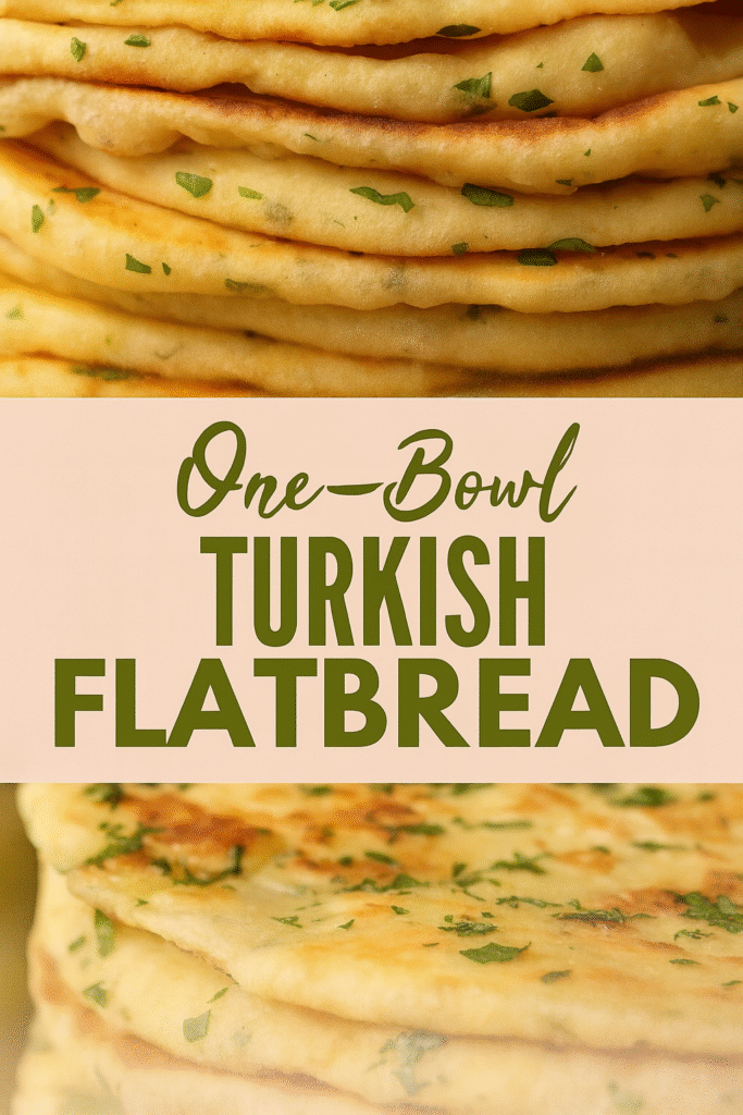 Stack of golden Turkish flatbread with parsley and soft texture